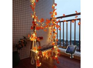 6089639387458 - Devenirriche - led Solar Lichterkette Halloween Ahornblatt Lichterkette Simulation Blatt Lichterkette Gartenfest Dekoration