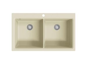 6090177056591 - Prolenta Premium - Granitspüle Doppelbecken Beige