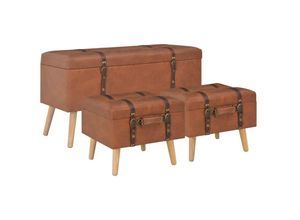 6090177148395 - Maison Exclusive - Hocker mit Stauraum 3 Stk Hellbraun Kunstleder