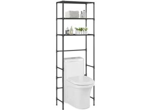 6090177258940 - Devenirriche - Toiletten-Regal 3 Ablagen Schwarz 53×28×169 cm