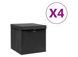 6090177585800 - Aufbewahrungsboxen mit Deckeln 4 Stk 28x28x28 cm Schwarz