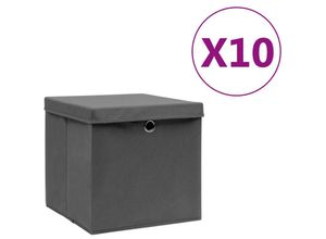 6090177585862 - Longziming - Aufbewahrungsboxen mit Deckeln 10 Stk 28x28x28 cm Grau