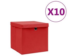 6090177586142 - Maison Exclusive - Aufbewahrungsboxen mit Deckeln 10 Stk 28x28x28 cm Rot