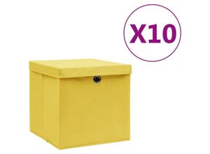 6090177586180 - Prolenta Premium - Aufbewahrungsboxen mit Deckeln 10 Stk 28x28x28 cm Gelb