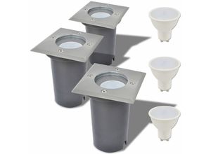 6090177669142 - Abcrital - Outdoor LED-Bodenleuchten 3 Stk Quadratisch