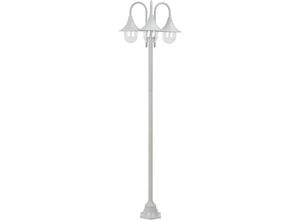 6090177692447 - Longziming - Garten-Pollerleuchte E27 220 cm Aluminium 3-Laterne Weiß