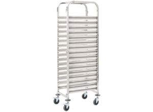 6090177735038 - Longziming - Tablettwagen für 16 Tabletts 38x55x163 cm Edelstahl