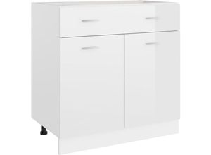 6090177753322 - Schubunterschrank Hochglanz-Weiß 80x46x815 cm Spanplatte