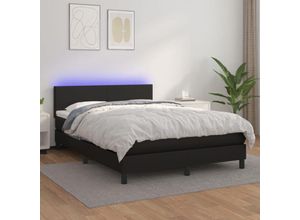 6090204305784 - Boxspringbett mit Matratze & LEDSchlafzimmerbettPolsterbettHotellbett Schwarz 140x200 cm Kunstleder FRJR936749 MaisonChic