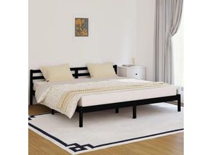 6090204305821 - Maisonchic - MassivholzbettSchlafzimmerbettDoppelbettBett für JugendlicheErwachsene ältere Menschen Kiefer 200x200 cm Schwarz BZSTK732183