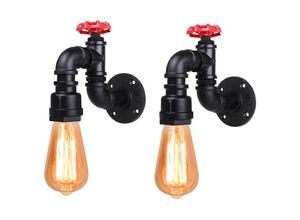 6091162316256 - Axhup - Lot de 2 lampe Murale Vintage E27 Applique Murale Industrielle Conduite deau en Fer Éclairage Décoration Bar Restaurant Café