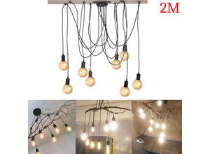 6091162321298 - Spinne Pendelleuchte 8 Flammig Vintage Hängelampe im Industraille Stil 200cm Kronleuchter Edison E27 Fassung für Loft Schlafzimmer Wohnzimmer