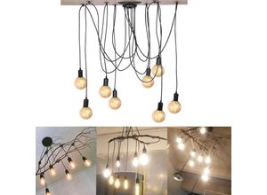 6091162321359 - Axhup - Pendelleuchte Spinne 8 Flammig Vintage Edison Hängend Lampe Kronleuchter für Loft Schlafzimmer Wohnzimmer Esszimmer (150cm Schwarz)