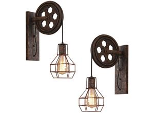 6091162321731 - Axhup - 2er Wandleuchte Innen Vintage Wandlampe mit Eisen Käfig Wall Beleutung im Stil Industrial für Wohnzimmer Schlafzimmer - Rost