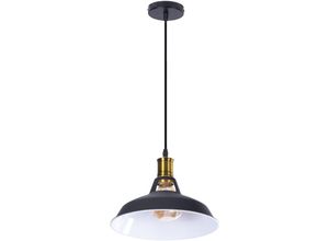 6091162321922 - Axhup - Vintage Pendelleuchte Lampenschirm Hängelampe aus Metall Edisen E27 Lampe für Loft Esszimmer Wohnzimmer Flur Schwarz & Weiß - 1PCS