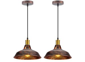 6091162322134 - Axhup - Industriell Pendelleuchte Lampenschirm Vintage Hängelampe aus Metall Edisen E27 Lampe für Loft Esszimmer Wohnzimmer Flur Rost 2PCS