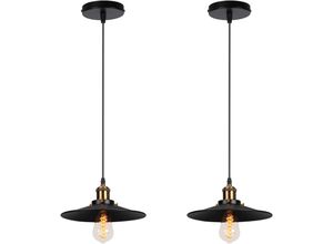 6091162341432 - Axhup - 2er Pendelleuchte Schwarz Hängelampe mit Ø22cm Lampenschirm Kronleuchter Art Edison Lampe E27 Fassung für Loft Wohnzimmer Esszimmer