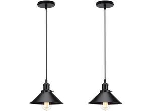 6091162342040 - Axhup - Pendelleuchte Edison Hängelampe mit Ø26cm Regenschirm Lampenschirm Eisen Art Lampe für Loft Esszimmer Wohnzimmer Alles schwarz 2PCS