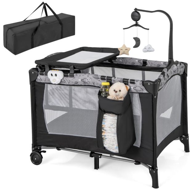 6095800738745 - Multifunktionales Kinderbett - 3-in-1 - Oxford-Gewebe Schwamm Bügel - Max15 kg - 102x72x74 cm