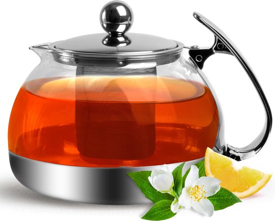 6095800773739 - Monza Glas-Teekanne mit Edelstahlfilter | mit Tee-Ei | 9 Tassen | 12 l