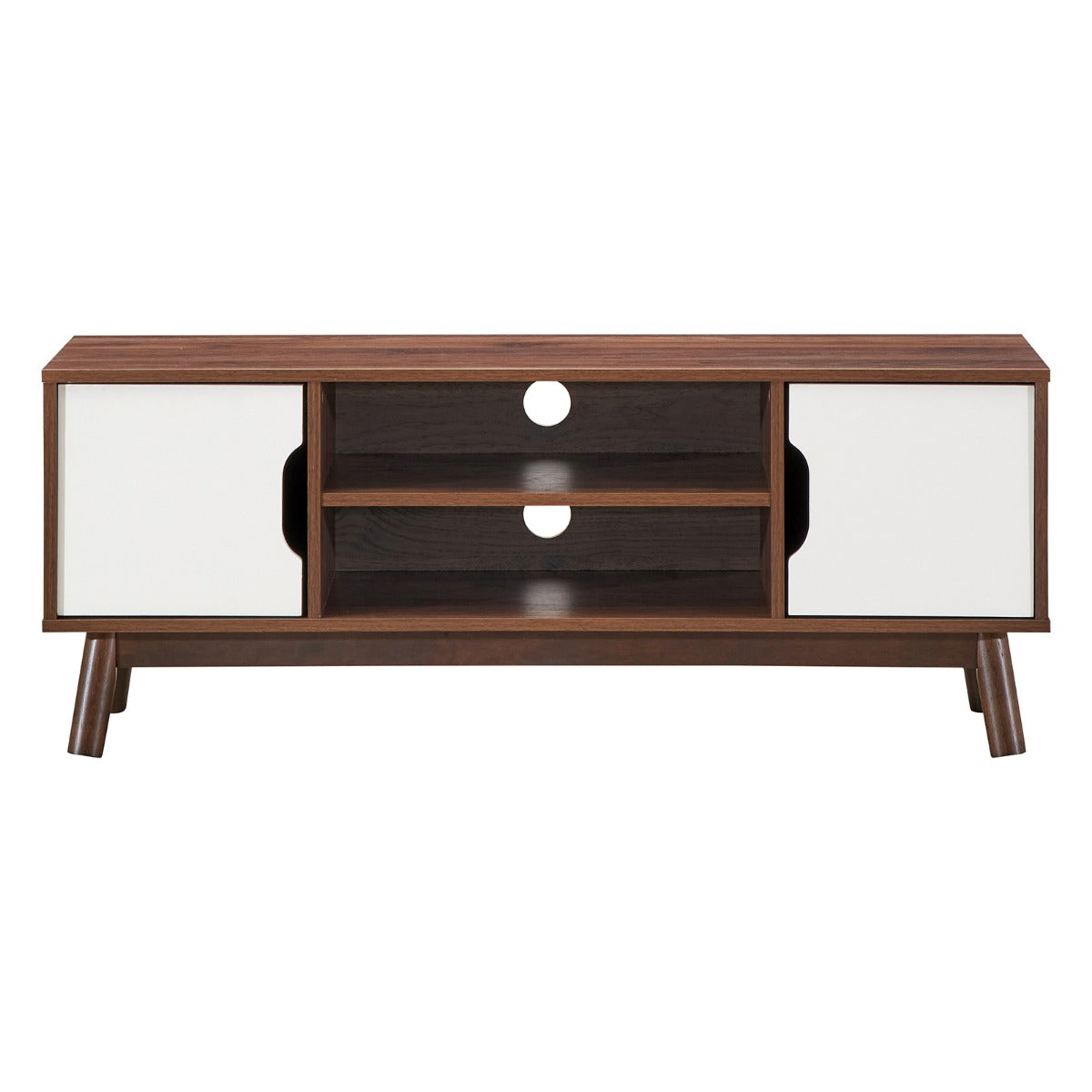 6095801391345 - TV-Möbel im Industriestil für TV-Schränke bis 127 cm Modernes multifunktionales Aufbewahrungsmöbel aus Holz mit offenem Regal (Weiß)