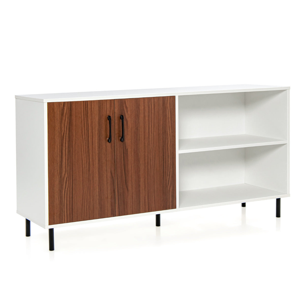 6095804428444 - Moderner Buffetschrank Credenza-Schrank mit offenen Türen und Fächern Küchenschrank mit Metallbeinen Barschrank