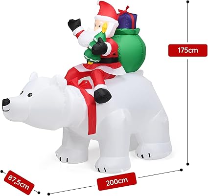 6095806837886 - 175 cm aufblasbarer Weihnachtsmannbär mit Lichtern Weihnachtsmann reitet den Bären Weihnachtsdekoration für drinnen und draußen (Weihnachtsmann mit Bär) 6095806837886 - 175 cm aufblasbarer Weihnachtsmannbär mit Lichtern Weihnachtsmann reitet den Bären Weihnachtsdekoration für drinnen und draußen (Weihnachtsmann mit Bär)