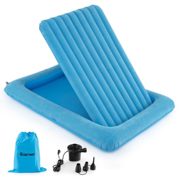 6095814562572 - Aufblasbare Matratze - PVC + Flock - Blau - Max150 kg - 165x118x20 cm