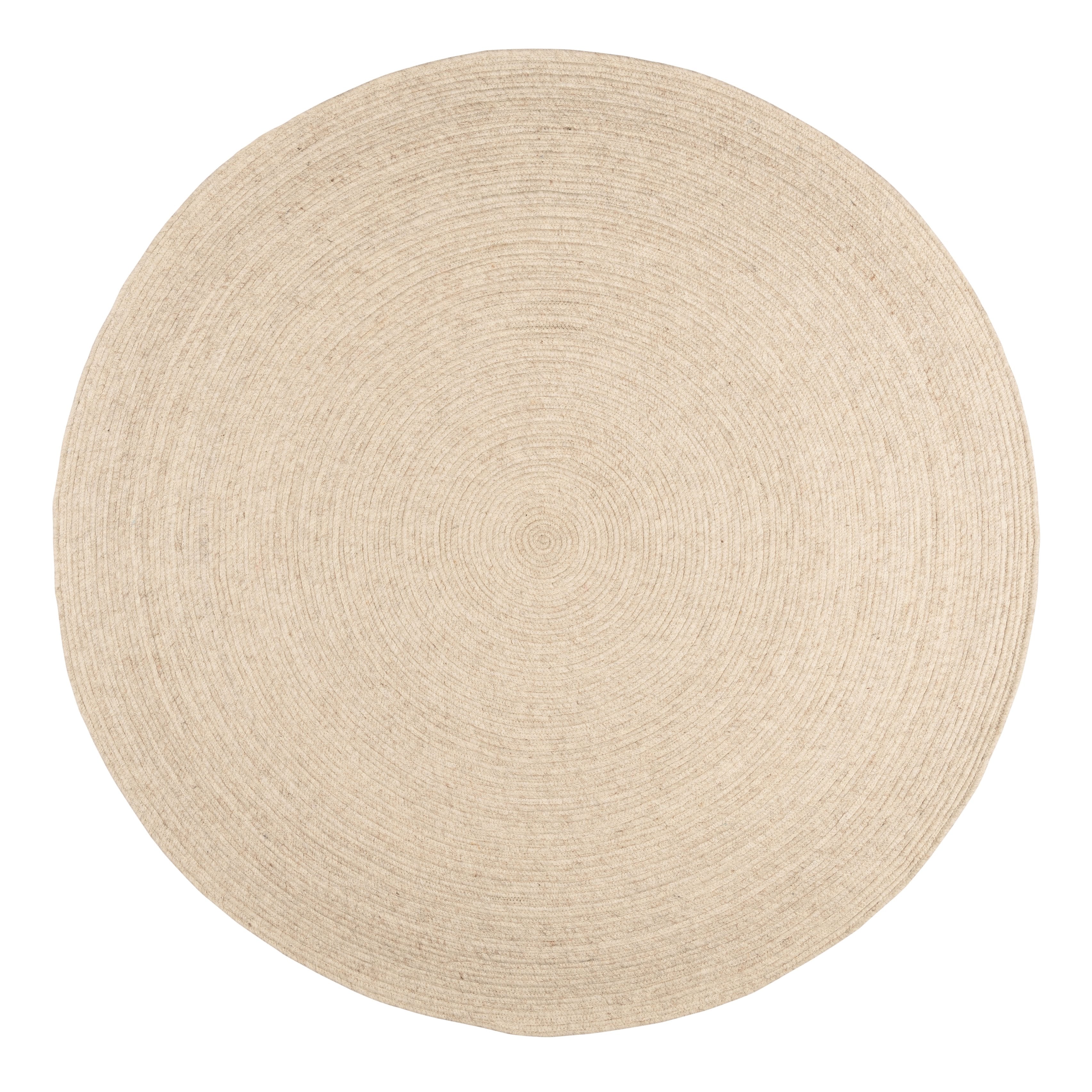 6095825693623 - Dots Wollteppich - Runde Größe - Niedriger Flor - 200 cm Durchmesser- Beige