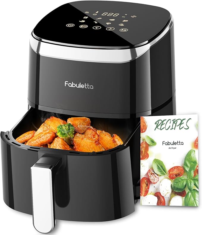 6095837289272 - Fabuletta Heißluftfritteuse 4 Liter 9-in-1 Heißluftfritteuse max 230°C Heißluftfritteuse digitaler LED-Touchscreen AirFryer Schnellluft- und Fettentfernungstechnologie Vorheizen