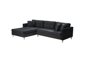 6096500278203 - Marino Deluxe Chaiselongsofa rechts oder links gewendet mit Kissen Velour schwarz