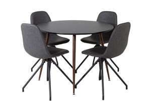 6096500487445 - PlazaBLWA100 Essgruppe Esstisch schwarz und 4 Polar Esszimmerstühle pu Kunstleder schwarz