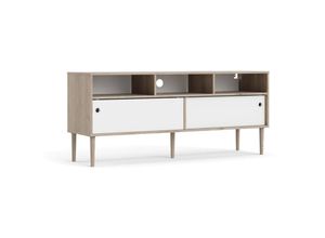 6096501348332 - Ebuy24 - Penny tv Tisch 2 Schiebetüren und 3 Fächer Hickory-Dekor und Mattweiß - Weiß