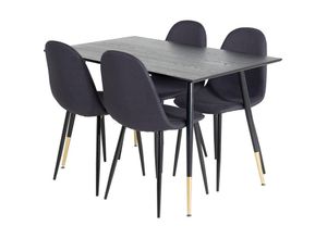 6096503590562 - Dipp120x85BLBR Essgruppe Esstisch schwarz und 4 Polar Esszimmerstühle schwarz