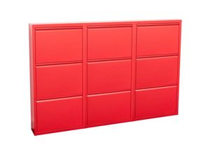 6096504645629 - Ebuy24 - Pisa Schuhschrank mit 9 Klappen Türen in Metall rot Fertig montiert geliefert - Rot