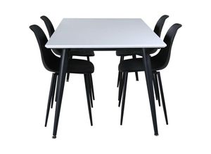 6096505749760 - Jimmy150 Essgruppe Esstisch Ausziehbarer Tisch Länge cm 150   240 weiß und 4 Polar Esszimmerstühle schwarz