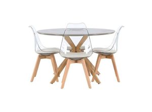 6096505827819 - Ebuy24 - Piazza Essgruppe Tisch grau und 4 Edvin Stühle transparent