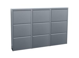 6096508417437 - Ebuy24 - Pisa Schuhschrank mit 9 Klappen Türen in Metall grau Fertig montiert geliefert - Grau