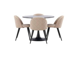 6096509627613 - Ebuy24 - Glade Essgruppe Tisch schwarz und 4 Velvet Stühle beige