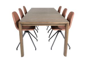 6096510385328 - SliderOS Essgruppe Esstisch Ausziehbarer Tisch Länge cm 170   250 rauchig Eiche und 6 Polar Esszimmerstühle pu Kunstleder braun