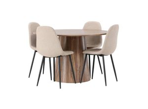 6096510566543 - Ebuy24 - Lanzo Essgruppe Tisch natur und 4 Polar Stühle beige