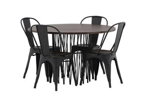 6096510666687 - Ebuy24 - Stone Essgruppe Tisch mocca und 4 Tempe Stühle schwarz