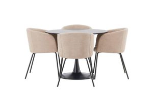 6096511310343 - Ebuy24 - Glade Essgruppe Tisch schwarz und 4 berit Stühle beige