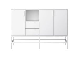 6096511471419 - Ebuy24 - Ravn Sideboard 3 Türen und 2 Schubladen weisslackiert Metallgestell weiss - Weiß