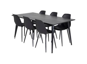 6096516164149 - Dipp180x90BLBL Essgruppe Esstisch schwarz und 6 Polar Esszimmerstühle schwarz