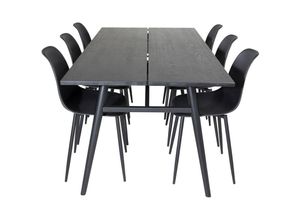 6096522982973 - Sleek Essgruppe Esstisch Ausziehbarer Tisch Länge cm 195   280 schwarz und 6 Polar Esszimmerstühle schwarz