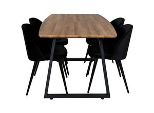 6096531914989 - IncaNABL Essgruppe Esstisch Ausziehbarer Tisch Länge cm 160   200 El Holz dekor und 4 Velvet Esszimmerstühle Velour schwarz