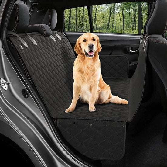 6097529094034 - MOKI Hundedecke   Hundedecke für Rücksitz Auto (und Kofferraum) - 137 x 147 CM - INKLUSIVE Schutzhülle Aufbewahrungstasche und Hundeleine - SCHWARZ - Rücksitz Hundedecke