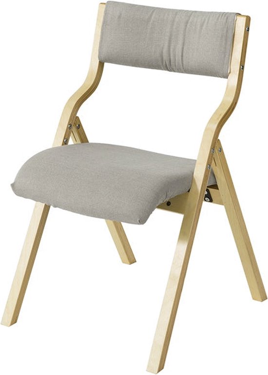 6097638152199 - Klappstuhl - Küchenstuhl - Bürostuhl für Kinder - Gestell aus Birkenholz - Gepolsterter Komfort - Abnehmbarer und waschbarer Bezug - 48 cm x 14 cm x 91 cm