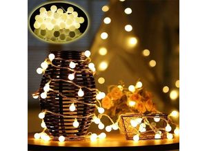 6135791582566 - Longziming - Lichterkette 10M 80 Glühbirnen - Batteriebetriebene led Lichterkette Kleine Kugeln Warmweiß Romantische Dekoration für Party Weihnachten